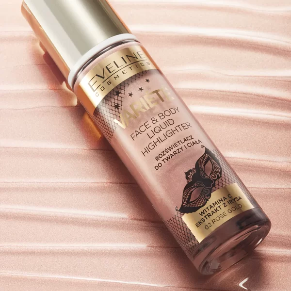 Lichid iluminator pentru față și corp - Variété - 02 Rose Gold - 30ml - Eveline Cosmetics - imagine 2