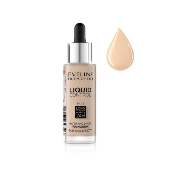 Liquid Control HD Mattifying Drops Foundation 015 - Light Vanilla - Eveline Cosmetics - imagine 1