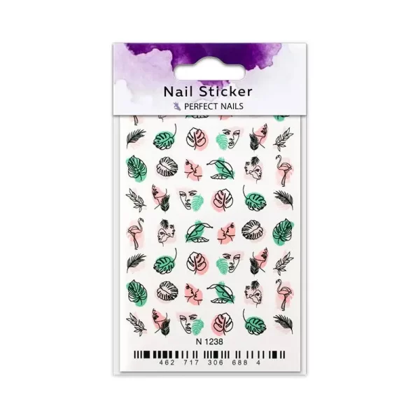 Autocolant pentru unghii Abstract - Face & Leaf - Perfect Nails - imagine 1