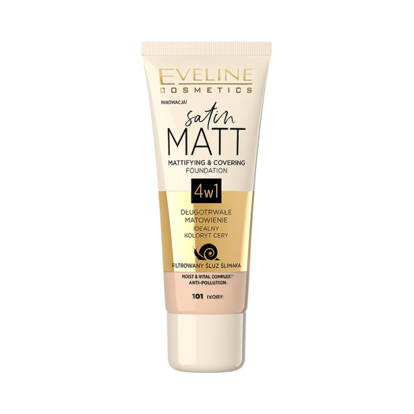Fond de ten Satin Matt - 101 Ivory - Eveline Cosmetics - imagine 1