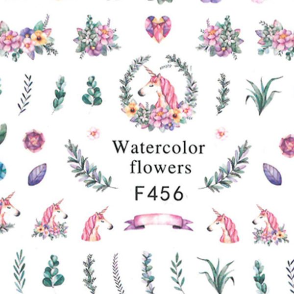Nail Stickers Subțiri Cu Plante Unicorn F456 - imagine 2