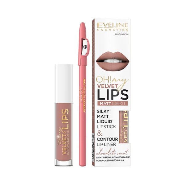 OH! My Lips - Ruj lichid mat și creion contur buze 11 - Eveline Cosmetics - imagine 1