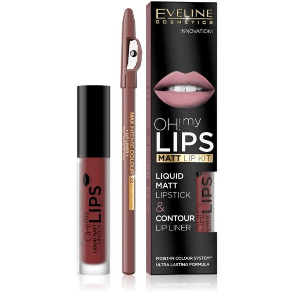 Oh My Lips - Ruj lichid mat și creion - Nr. 16 - Extraordinary Red - 1 buc - Eveline Cosmetics - imagine 1