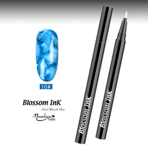 Blossom Ink - Nail Brush Pen Nr.010 Albastru Marin - 1 ml - imagine 1