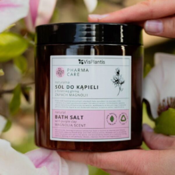 Sare de baie naturală cu argilă mov, parfum de magnolie, 800 gr - VisPlantis - imagine 2