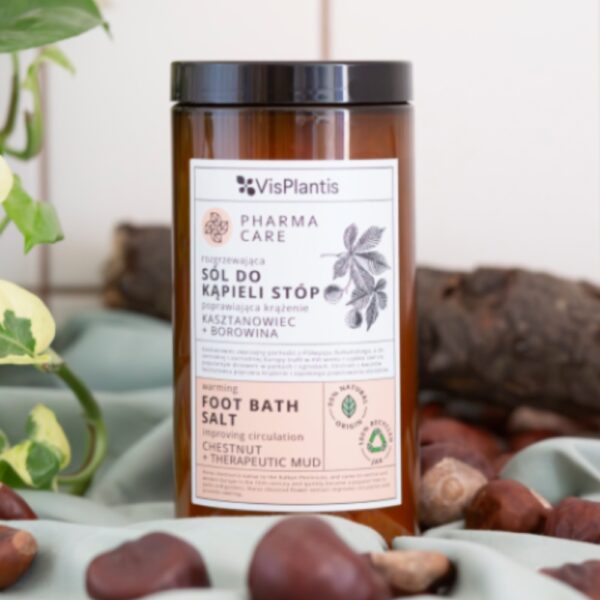 Sare de baie pentru picioare încălzitoare, îmbunătățește circulația, castane + nămol terapeutic, 560 gr - VisPlantis - imagine 2