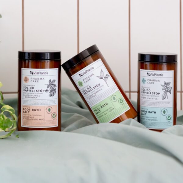 Sare de baie pentru picioare încălzitoare, îmbunătățește circulația, castane + nămol terapeutic, 560 gr - VisPlantis - imagine 3