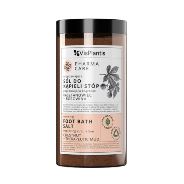 Sare de baie pentru picioare încălzitoare, îmbunătățește circulația, castane + nămol terapeutic, 560 gr - VisPlantis - imagine 1