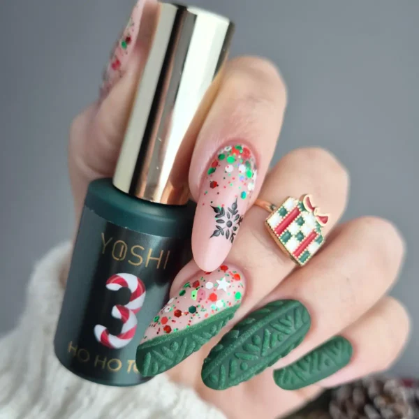 Ho Ho Top Nr. 3 - Cu sclipici roșu, verde, alb cu steluțe - Yoshi - 10 ml - imagine 5