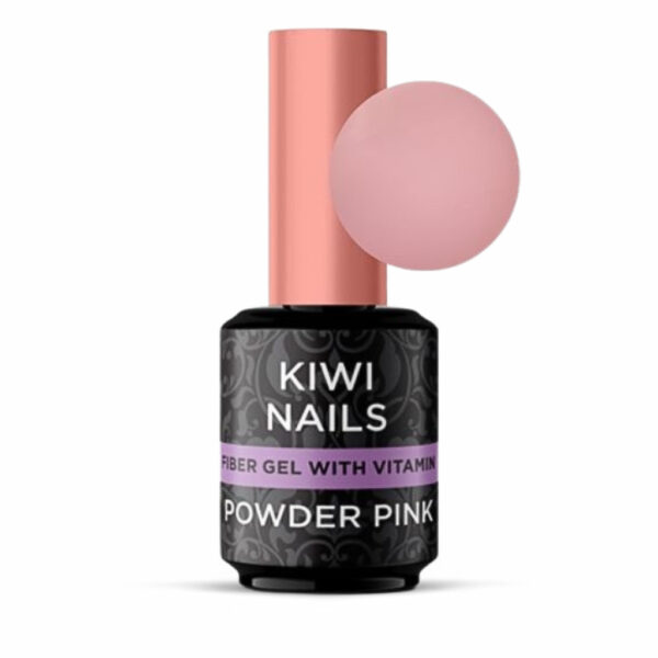 Fiber Gel cu Vitamine cu pensulă - Roz Pudrat 15 ml - Kiwi Nails - imagine 1