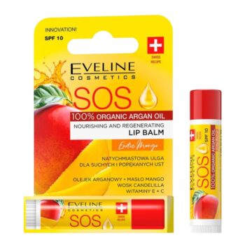 Balsam de buze hrănitor și regenerant cu mango exotic, SPF 10, Eveline Cosmetics