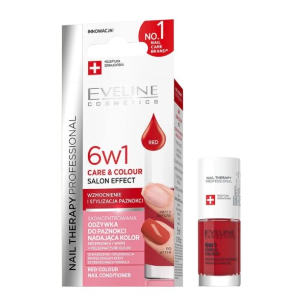 Tratament profesional care 8 color nail therapy 6in1, Red, 5 ml, Eveline - imagine 1