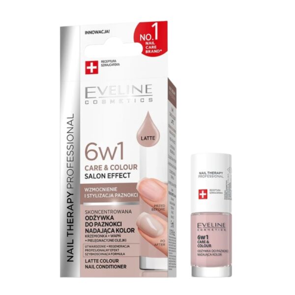 Tratament profesional care 8 color nail therapy 6in1, Latte, 5 ml, Eveline - imagine 1
